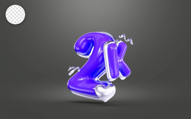 colore viola Grazie per 2k follower banner social online felice celebrazione 3d rendering