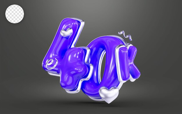 colore viola Grazie per 40k follower banner social online felice celebrazione 3d rendering