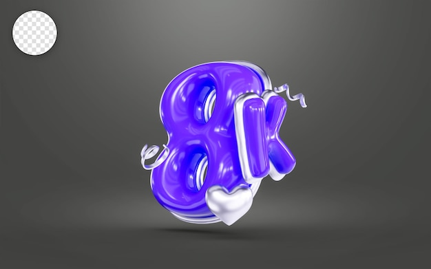 colore viola Grazie per 8k follower banner social online felice celebrazione rendering 3d