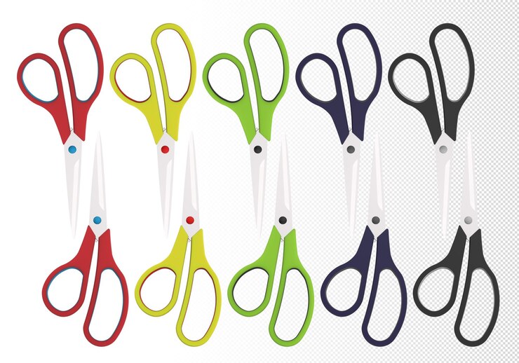 PSD colored scissor on transparent background