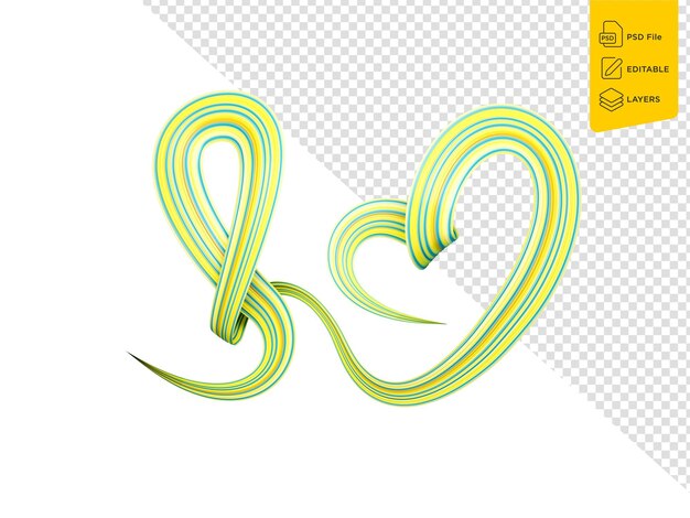 Los colores de la bandera de Kazajstán: cinta que hace un arco en forma de corazón para el Mes de Concienciación sobre el Cáncer Ilustración 3d
