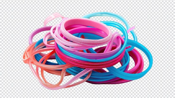 PSD colores de lazos de cabello aislados sobre un fondo blanco para el peinado y el uso de la moda