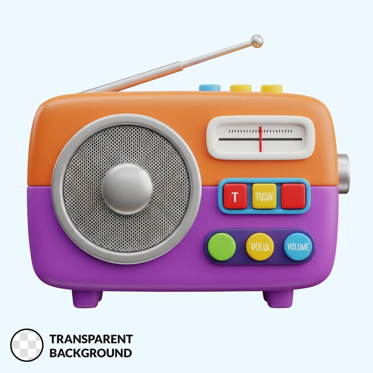 PSD colorful 3d cartoon radio