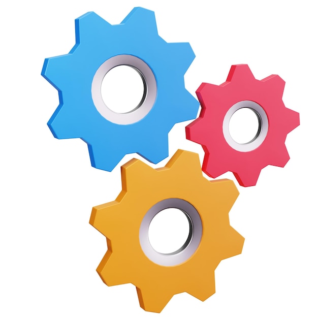 Colorful 3D Gears Interlocking