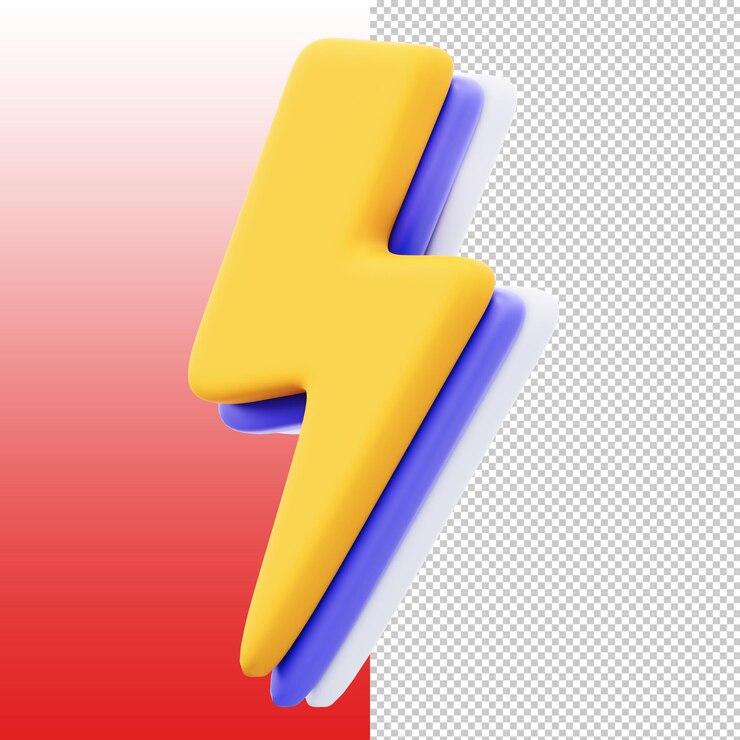 PSD colorful 3d lightning bolt icon