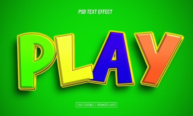 Colorful 3D Play Text Effect PSD