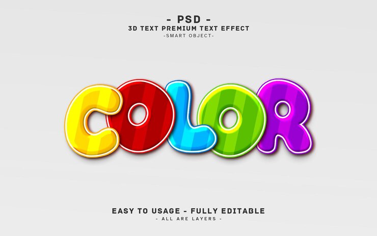 PSD colorful 3d text effect in psd format