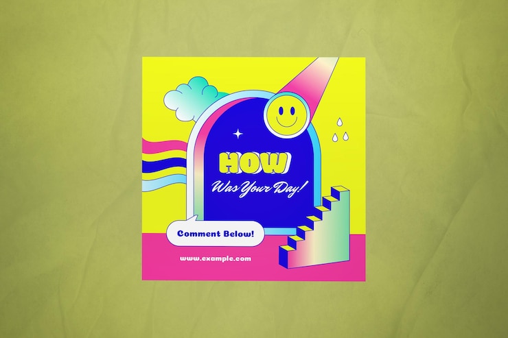 PSD colorful 90s gradient fashion engagement instagram post 14