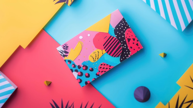 PSD colorful abstract business card mockup on a colorful background