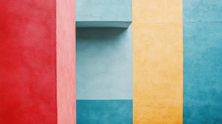 PSD colorful abstract wall design with geometric shapes