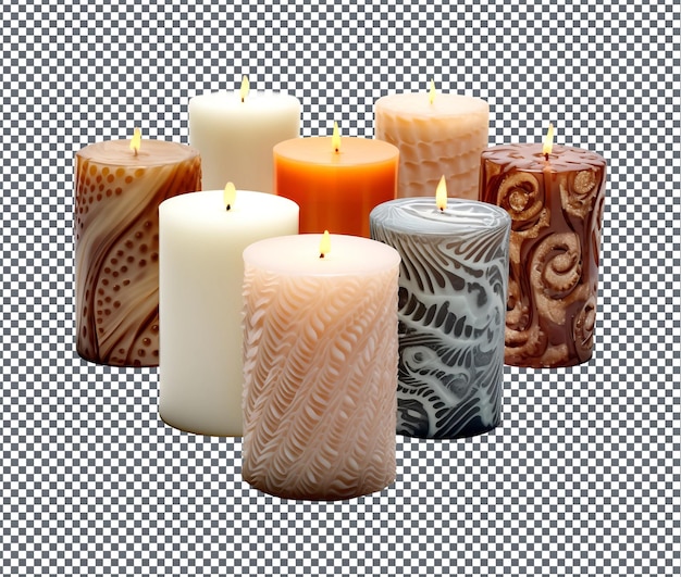 PSD colorful and decorative candles isolated on transparent background