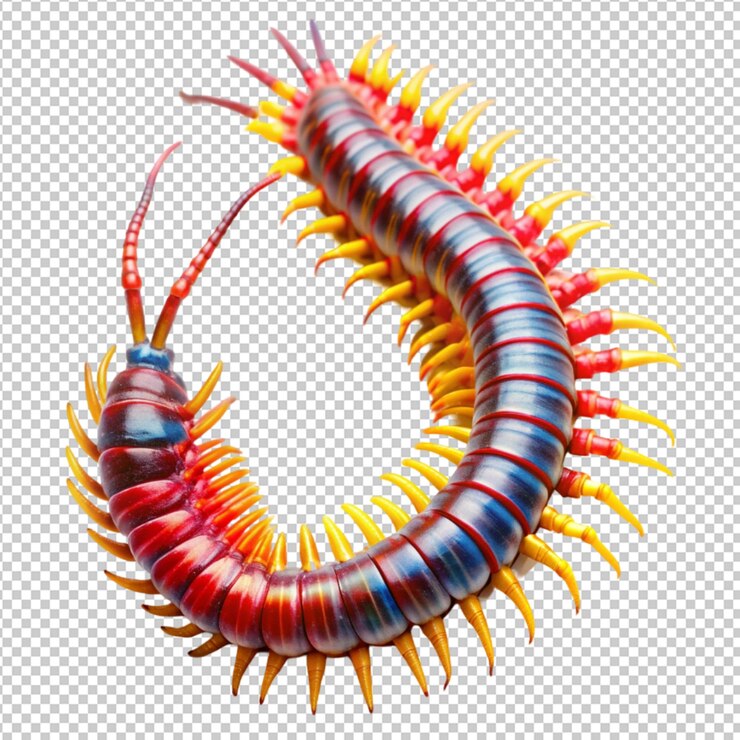 PSD colorful celestial centipede isolated on transparent background