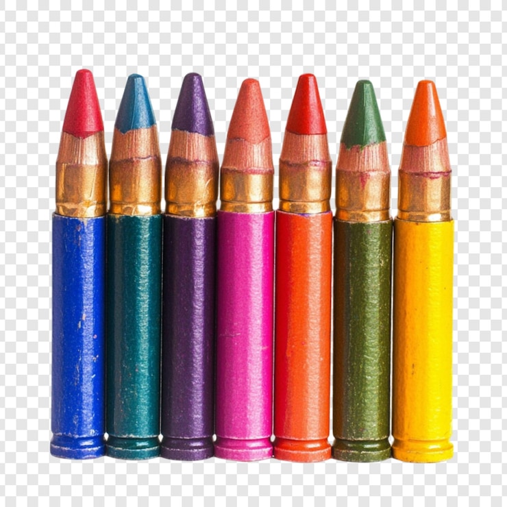 PSD colorful crayons arranged in a row vibrant art supplies