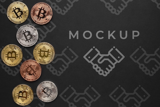 Colorful cryptocurrency with mock-up