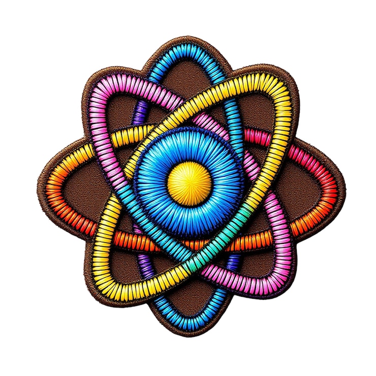 PSD colorful embroidered atom patch