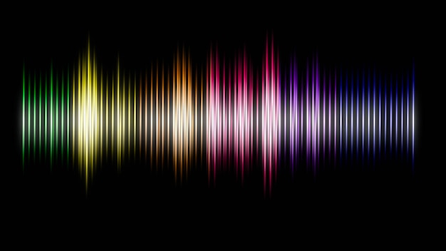 PSD colorful equalizer sound wave on dark background