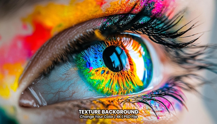 PSD colorful eye conceptual abstract picture of the eye oil painting texture background