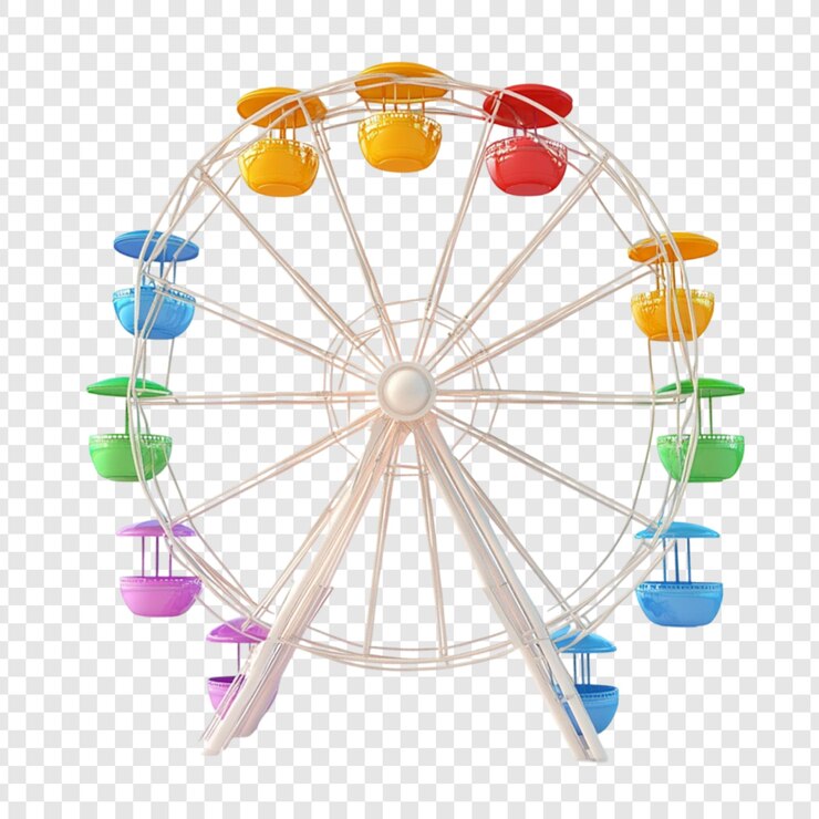 PSD colorful ferris wheel amusement park ride fun fairground joy