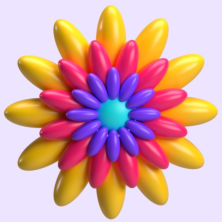 PSD colorful flower 3d element