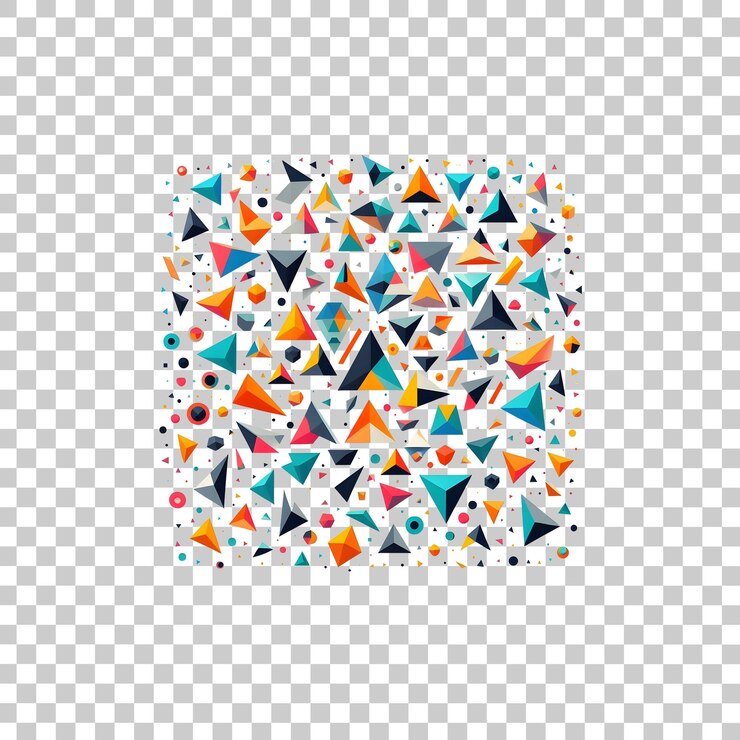PSD colorful geometric shapes triangle isolated on transparent background