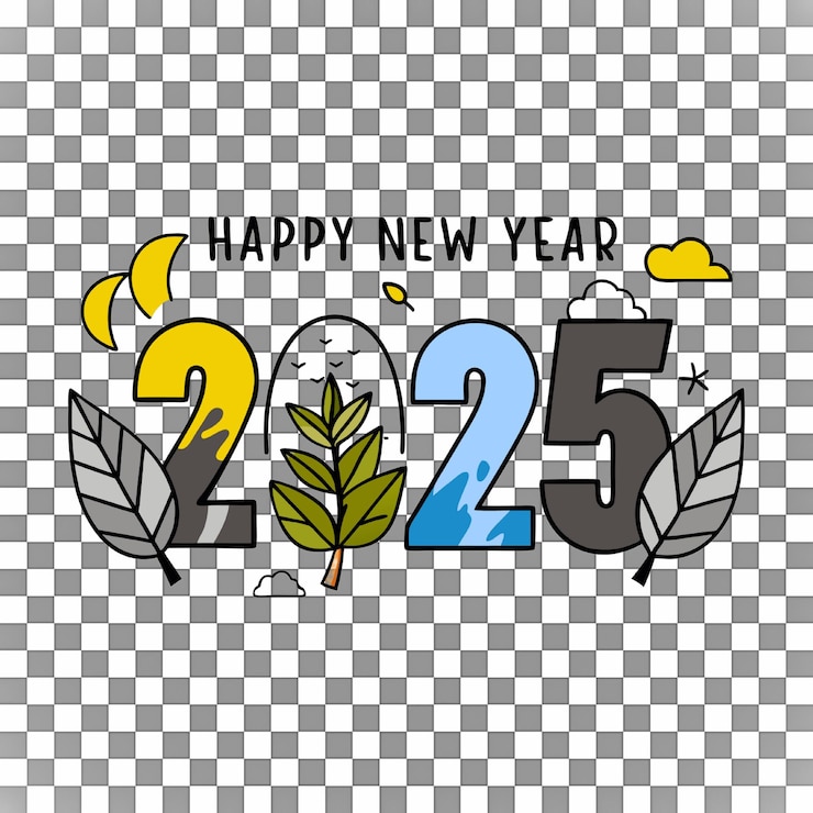 PSD colorful happy new year 2025 graphic design