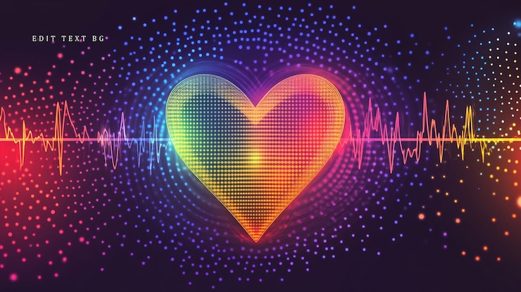PSD colorful heartshaped waveform abstract digital art
