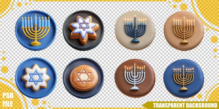 PSD colorful holiday symbols and decorations