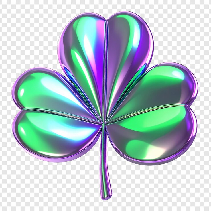 PSD colorful holographic three leaf clover design