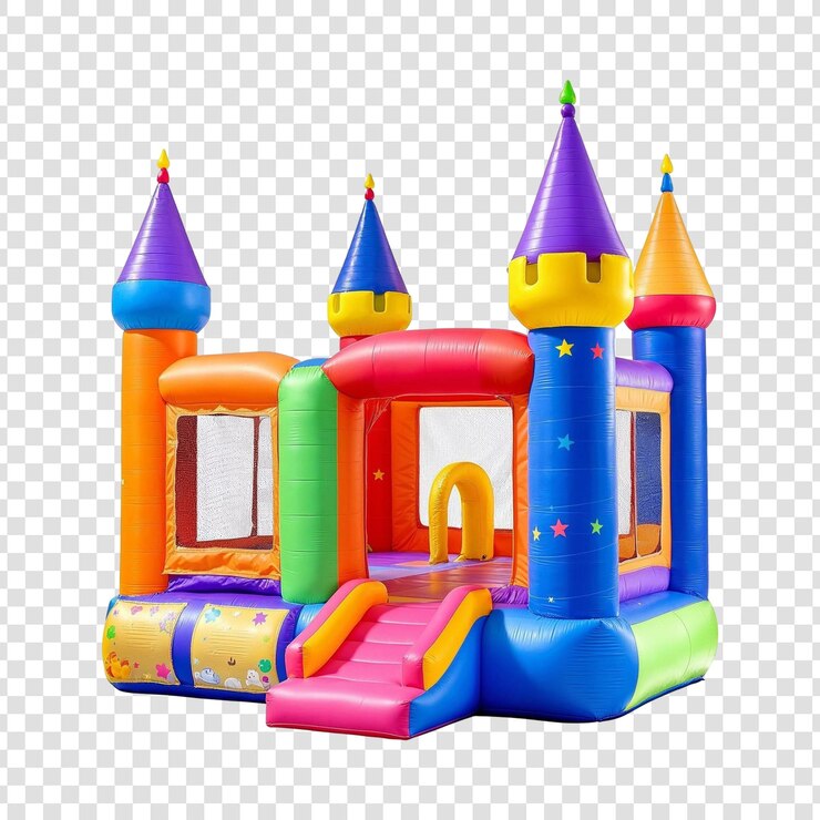 PSD colorful inflatable bouncy castle for kids parties