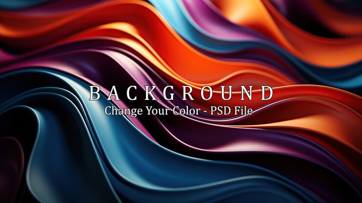 PSD colorful liquid metallic wavy background