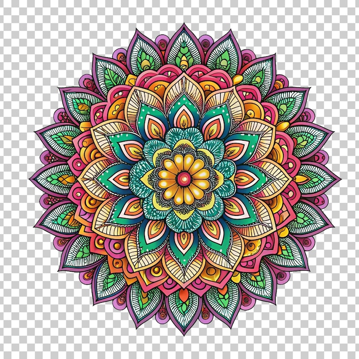 PSD colorful mandala on a transparent background