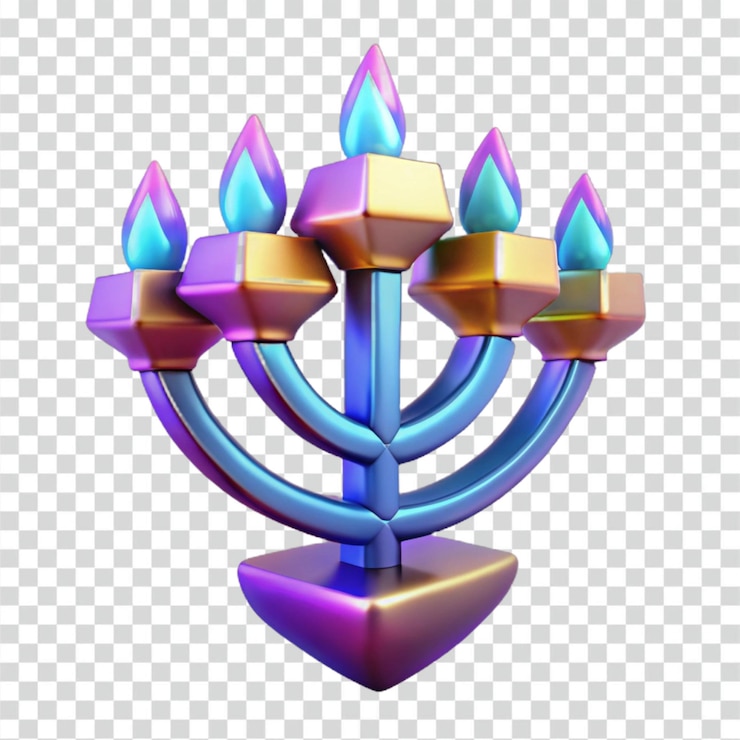 PSD colorful menorah 3d render