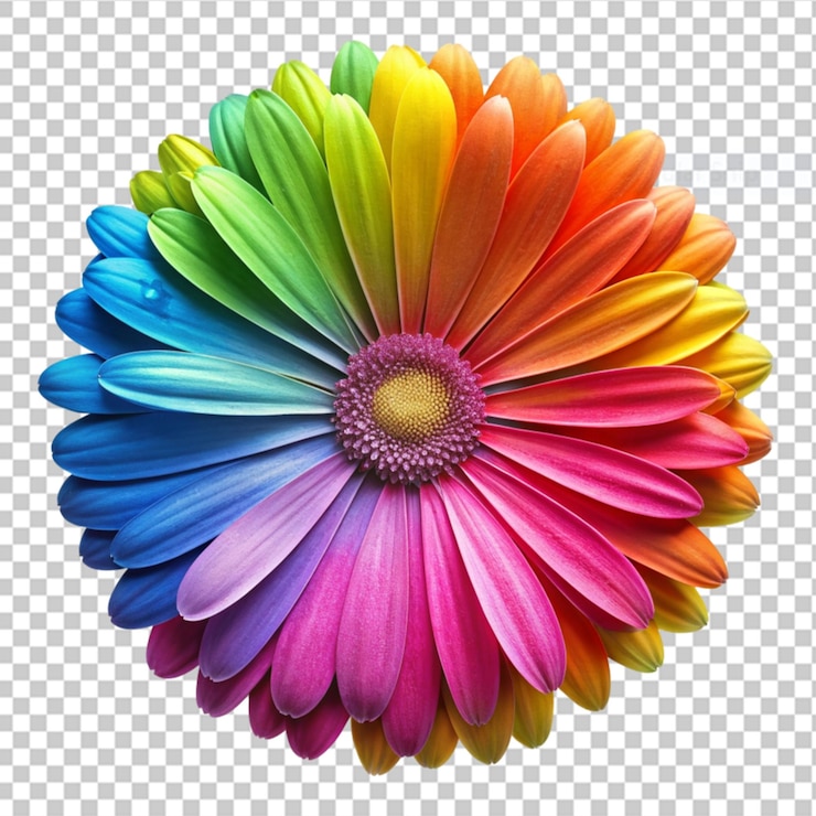 PSD colorful petal on transparent background