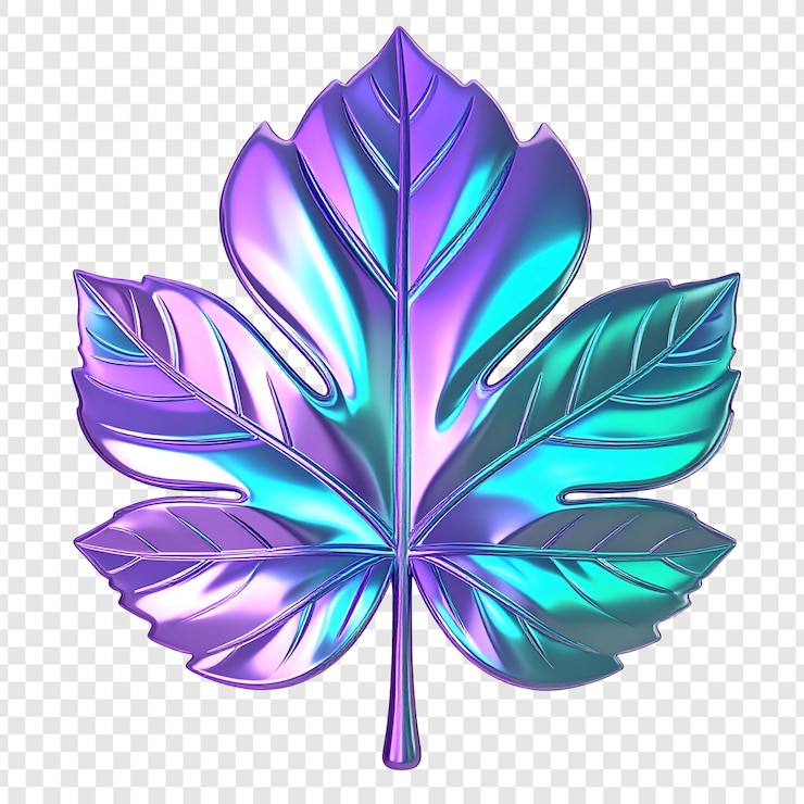 PSD colorful purple and teal metallic leaf design