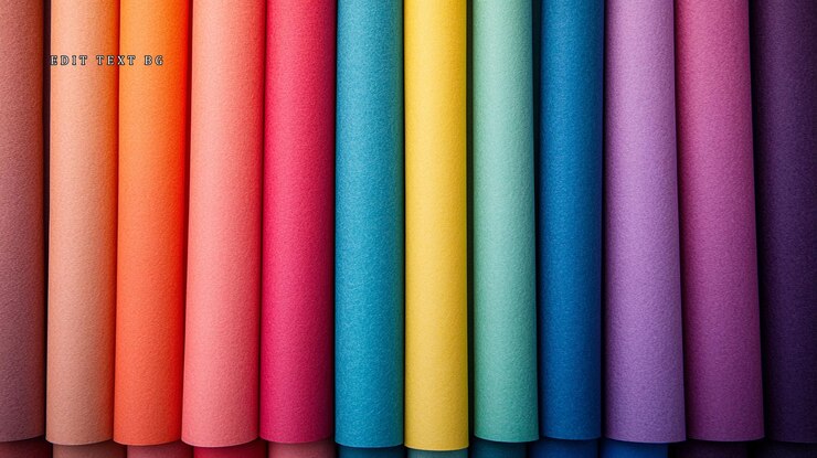 PSD colorful rolled felt sheets arranged in a rainbow spectrum