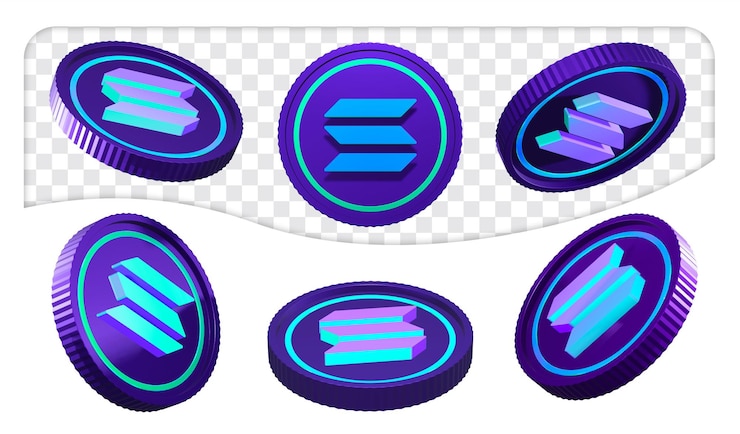 PSD colorful solana sol crypto coin