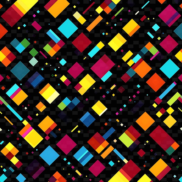 PSD colorful squares are under a black background