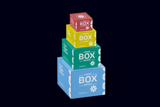 Colorful Stacked Paper Boxes for Product Presentation