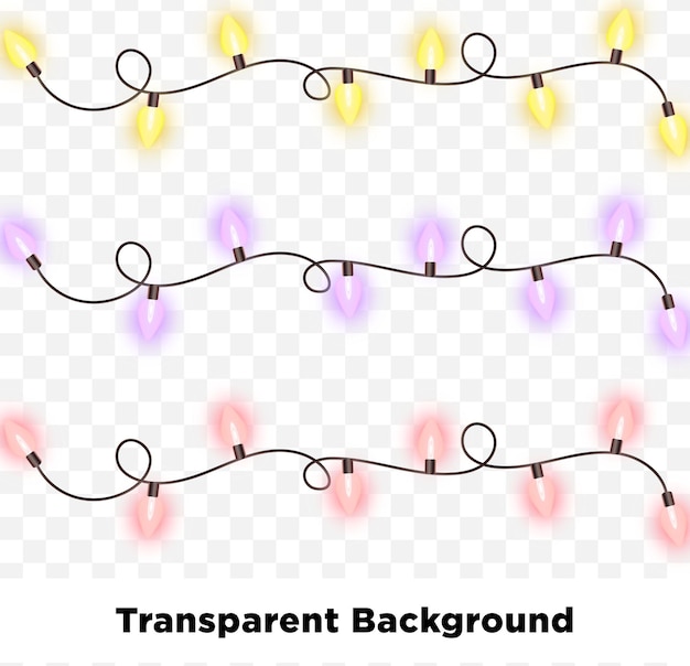 Colorful String Lights with Transparent Background