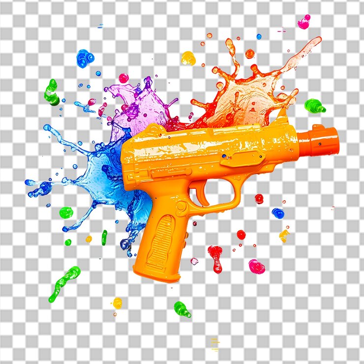 PSD colorful water gun splash summer giocattolo divertente bambino rosso