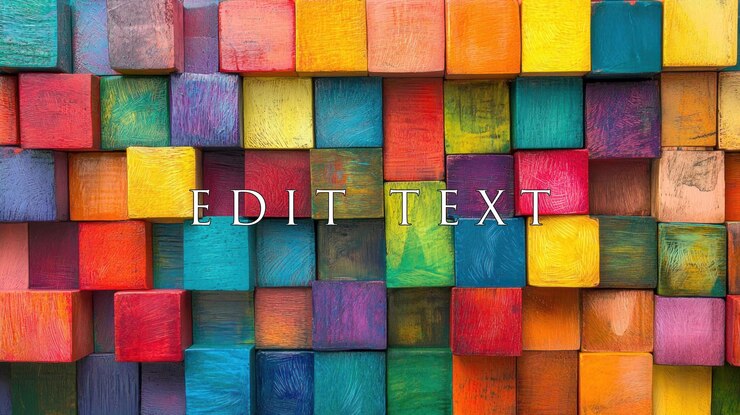 PSD colorful wooden blocks arranged in a vibrant textured pattern