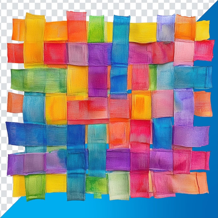 PSD colorful woven artistry showcases vibrant hues and textures in an abstract arrangement inspired by creativity and playfulness