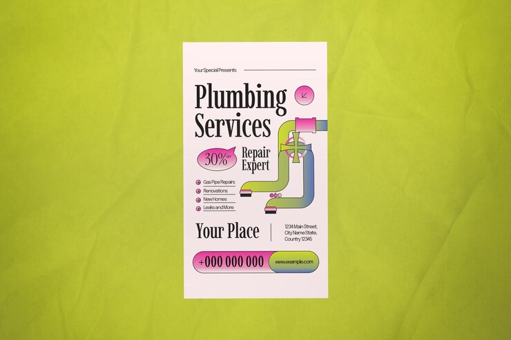 PSD colorful y2k plumbing service ig história