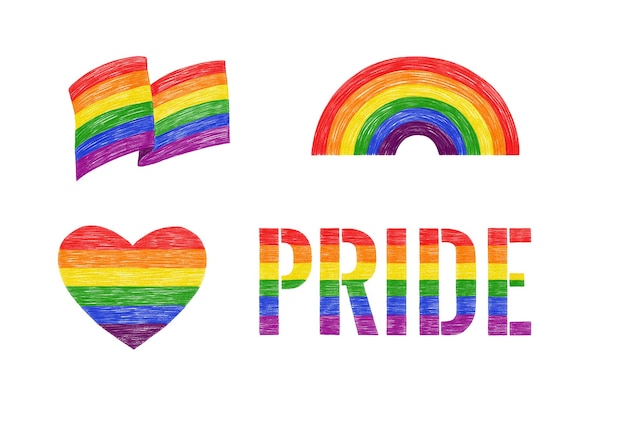 colori dell'arcobaleno simboli di lgbt in stile matita