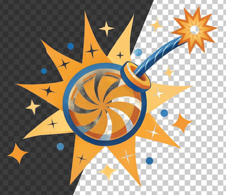 PSD colorida bomba de caramelo con chispas y explosión cortado stock png