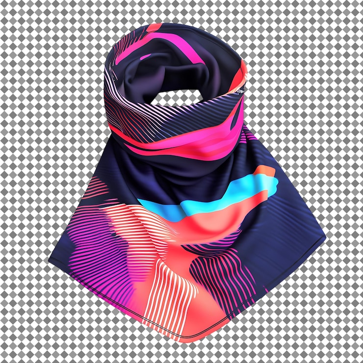 PSD colorida bufanda de seda con estampado geométrico abstracto