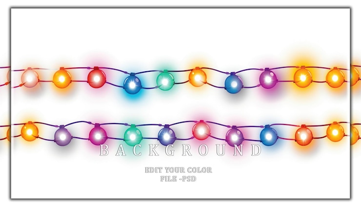 PSD una colorida cadena de luces aisladas sobre un fondo blanco
