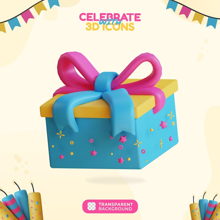 PSD colorida caja de regalo 3d con cinta perfecta para celebraciones y diseños festivos