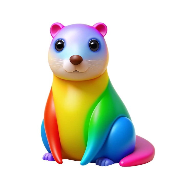 PSD una colorida estatuilla de gato de un gato de color arco iris