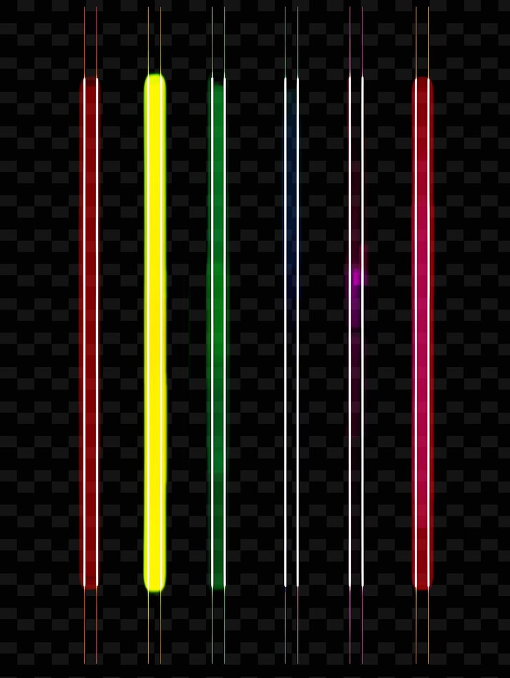 PSD una colorida línea de luces de neón en un fondo negro